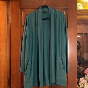 Gibson shawl collar Teal Open Front Cardigan Sweater medium